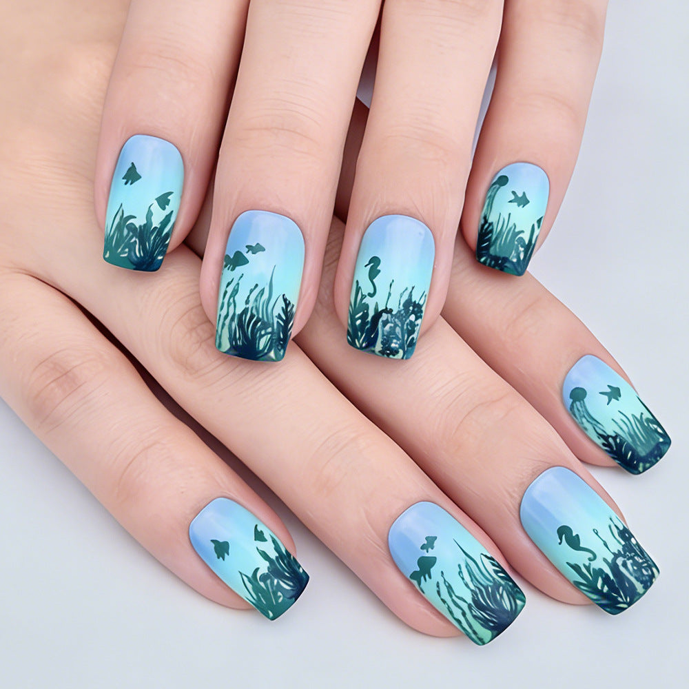 Ocean-Inspired Art Press-On Nails Bowlift