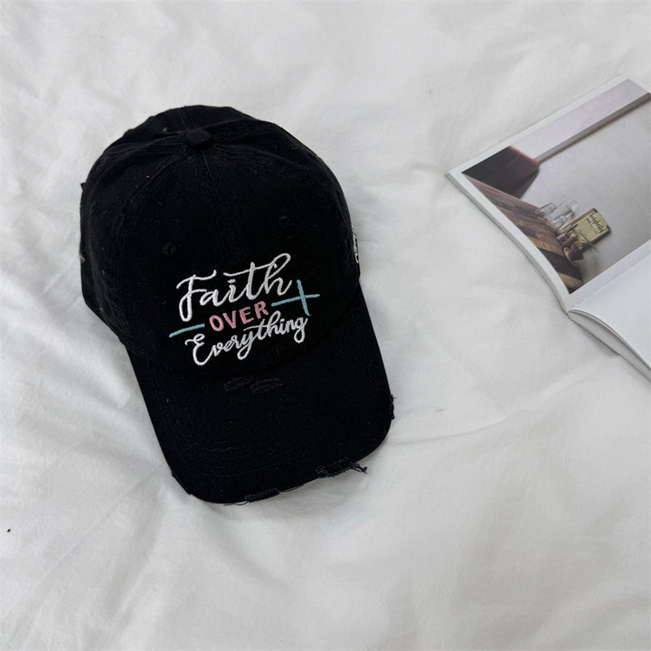 Women's Distressed Embroidered Baseball Cap Bowlift