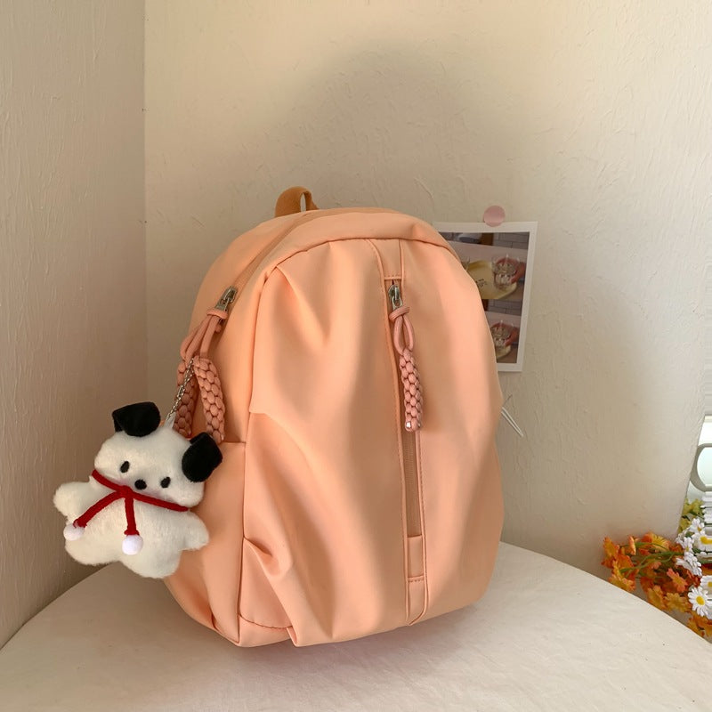 Backpack with Cute Plush Keychain and Practical Storage Bowlift