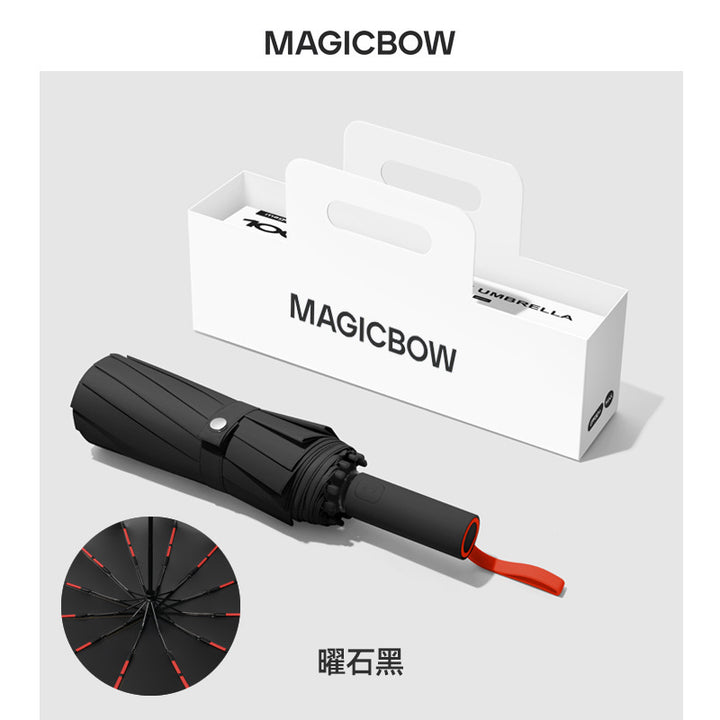 Ladies Automatic Folding Umbrella with Robust Design and Wind Resistance Bowlift