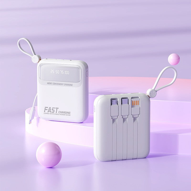 Portable power bank with integrated cables and multifunctional charging port Bowlift