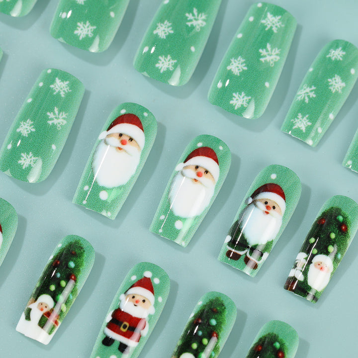 Glittering artificial nails in festive Christmas design Bowlift