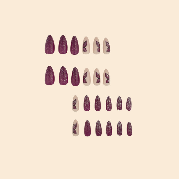Butterfly-Inspired Glitter Nail Extensions Bowlift