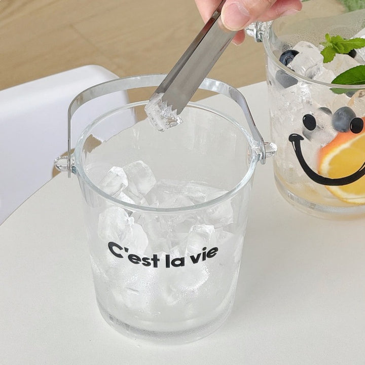 Smiley Ice Bucket with Metal Handle and Stainless Steel Tongs Bowlift
