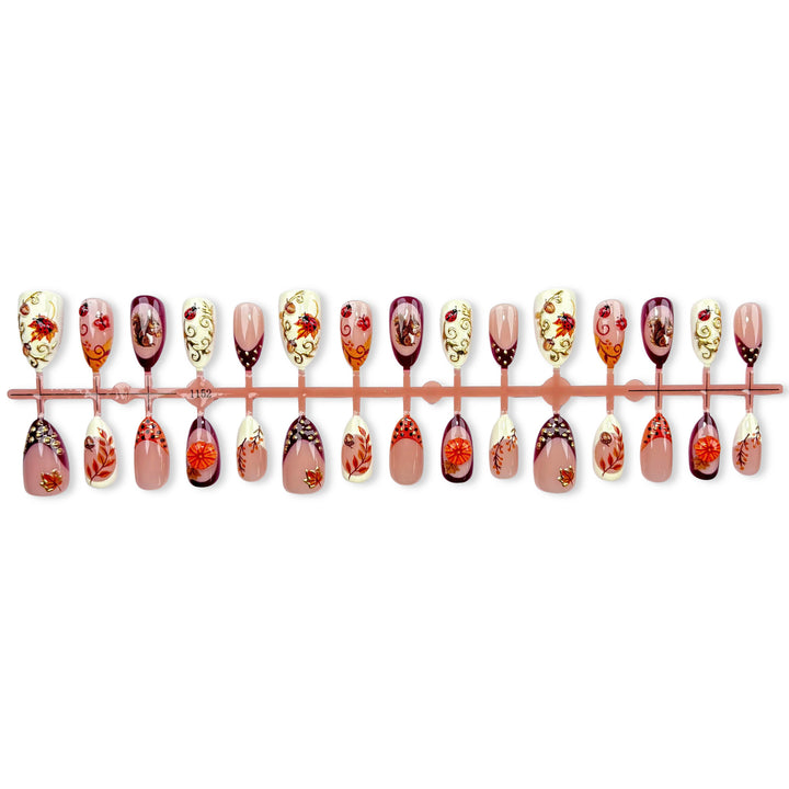 Decorative Autumn-Themed Press-On Nail Art Set