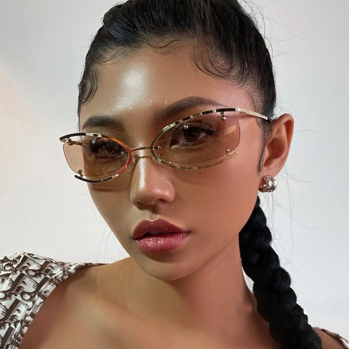 Women Cat-Eye Sunglasses with Luxurious Accents and Protective UV Filter Bowlift