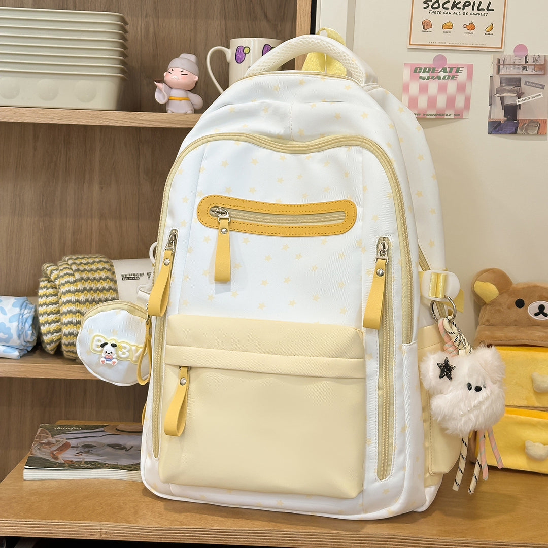 Backpack with Charming Star Applications and Practical Compartments Bowlift