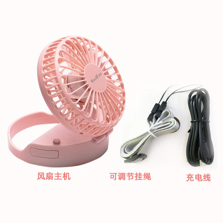 Unisex one size compact foldable rechargeable USB personal fan with adjustable tilt head and lanyard Bowlift