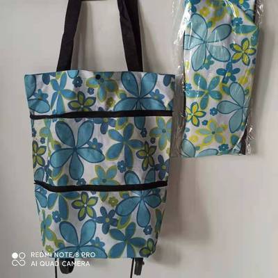Flower Shopping Cart Bag With Reinforced Wheels And Double Front Pockets