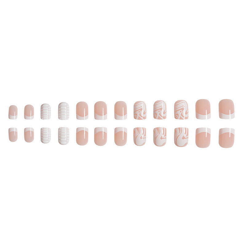 Artistic Acrylic Nail Extensions with Marble Design Bowlift
