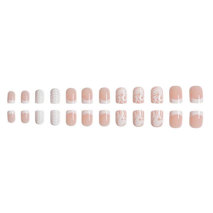 Artistic Acrylic Nail Extensions with Marble Design Bowlift
