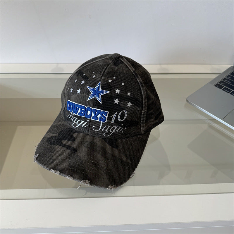 Men's Distressed Camouflage Graphic Baseball Cap Bowlift