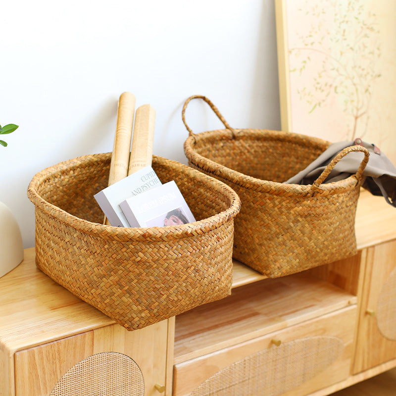 Unisex Natural Fiber Storage Basket with Wide Rim Bowlift