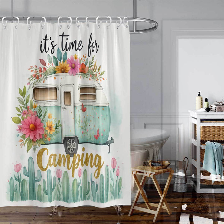 Camping-Themed Shower Curtain Bowlift