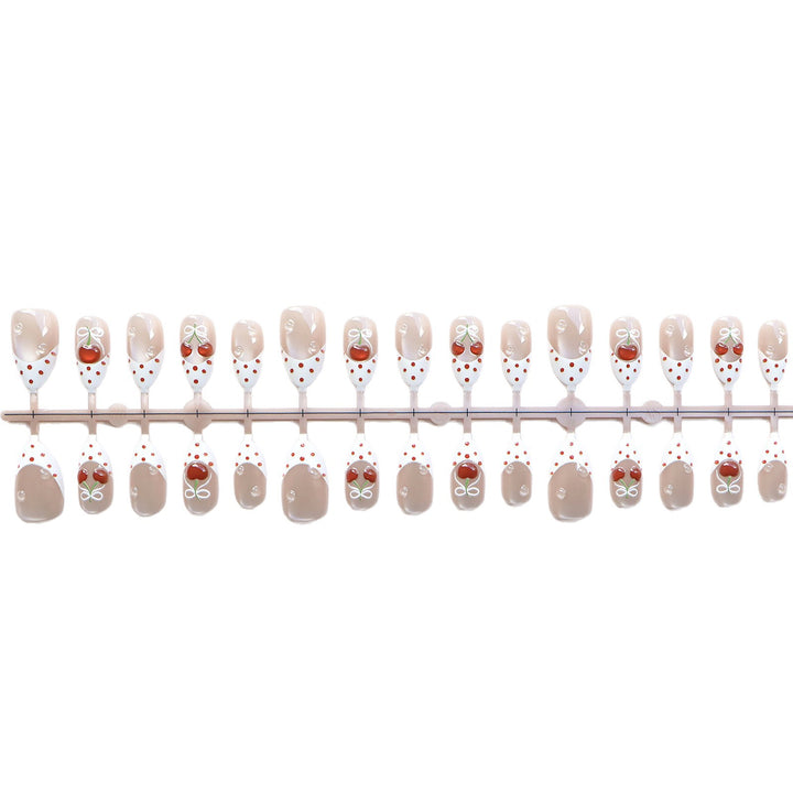 Charming Cherry-Themed Press-On Nail Set Bowlift
