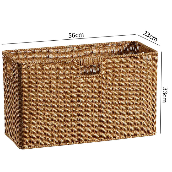 Rectangular Woven Storage Basket with Cut-Out Handles Bowlift