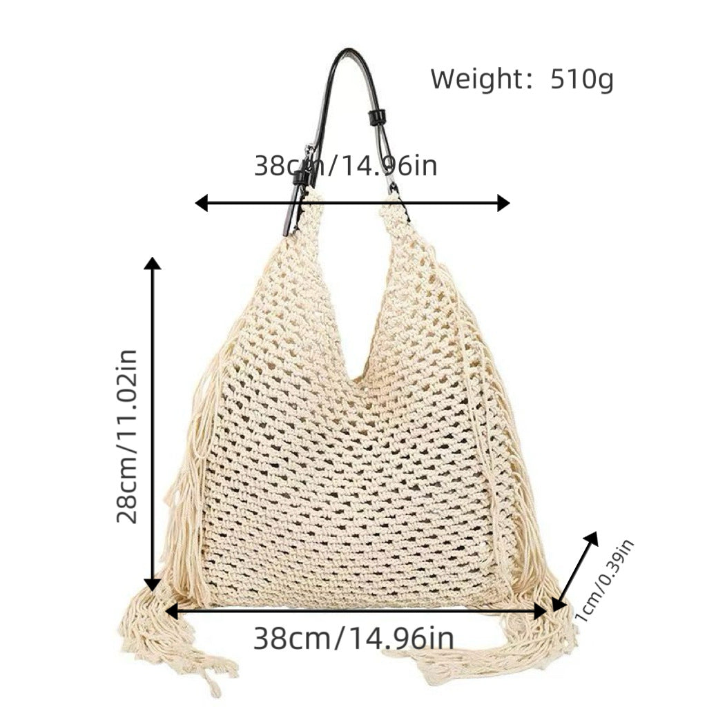 Structured beach bag with fringe details Bowlift