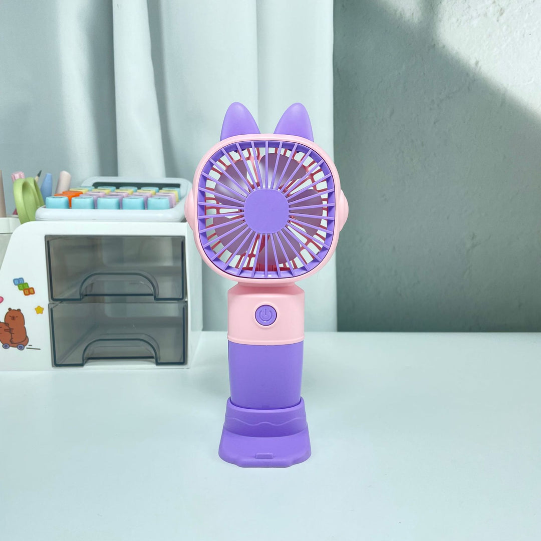 Women Portable Hand Fan with Cat Ears and USB Connection Bowlift