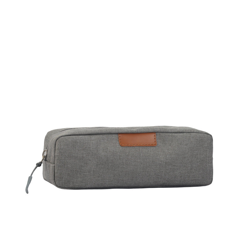 Rectangular Canvas Travel Organizer Pouch with Leather Patch Bowlift