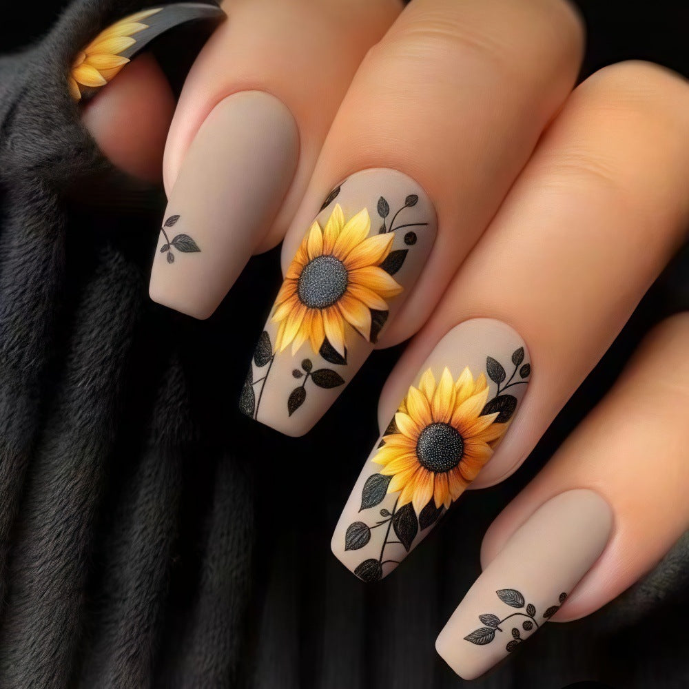 Artificial nails with sunflower motif Bowlift