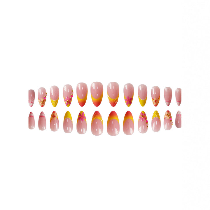 Artistic Floral Accent Press-On Nail Set Bowlift