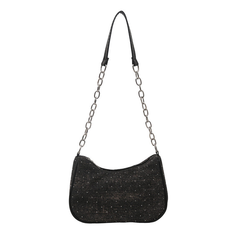 Stylish Chain-Handled Hobo Bag Bowlift