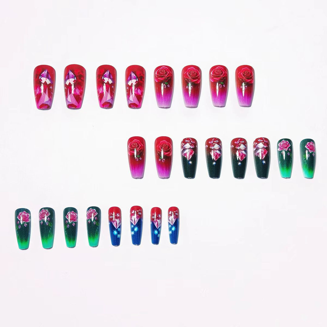 Artificial nails with floral and glittering accents Bowlift