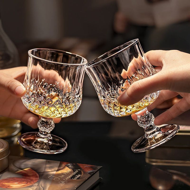 Vintage Cut Crystal Goblet Wine Glasses Set Bowlift