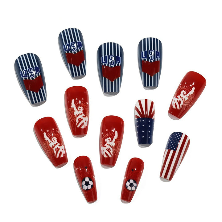 Artificial nails with patriotic design Bowlift