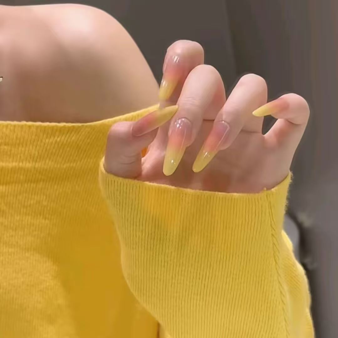 Artificial nails with elegant ombre effect and glitter accents Bowlift