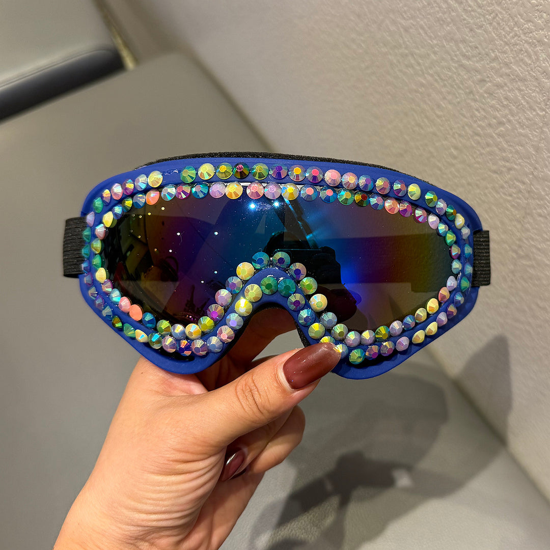Ladies Ski Goggles with Sparkling Crystal Frame Bowlift