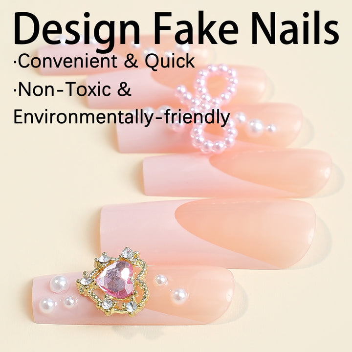 Luxury artificial nail set with glamorous embellishments Bowlift
