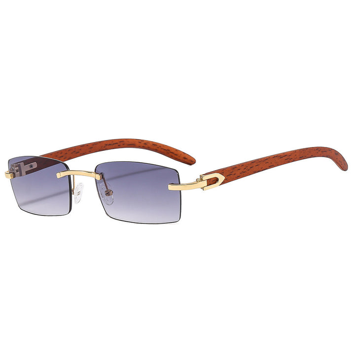 Stylish Wooden-Handled Square Sunglasses Bowlift