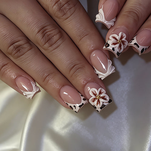 Elegant Floral Decorative Press-On Nails Bowlift