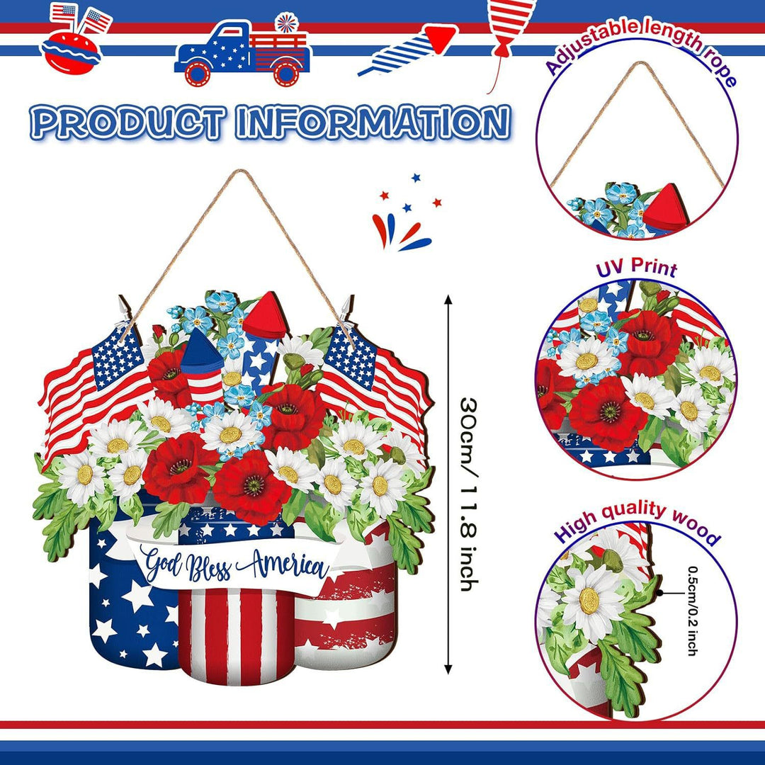 Unisex nan patriotic star wooden welcome wreath with jute hanger Bowlift