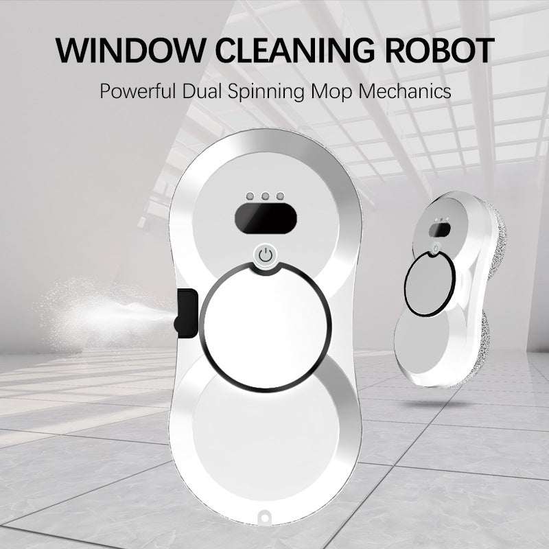 robotic window cleaner with dual spinning microfiber mops and spray function Bowlift