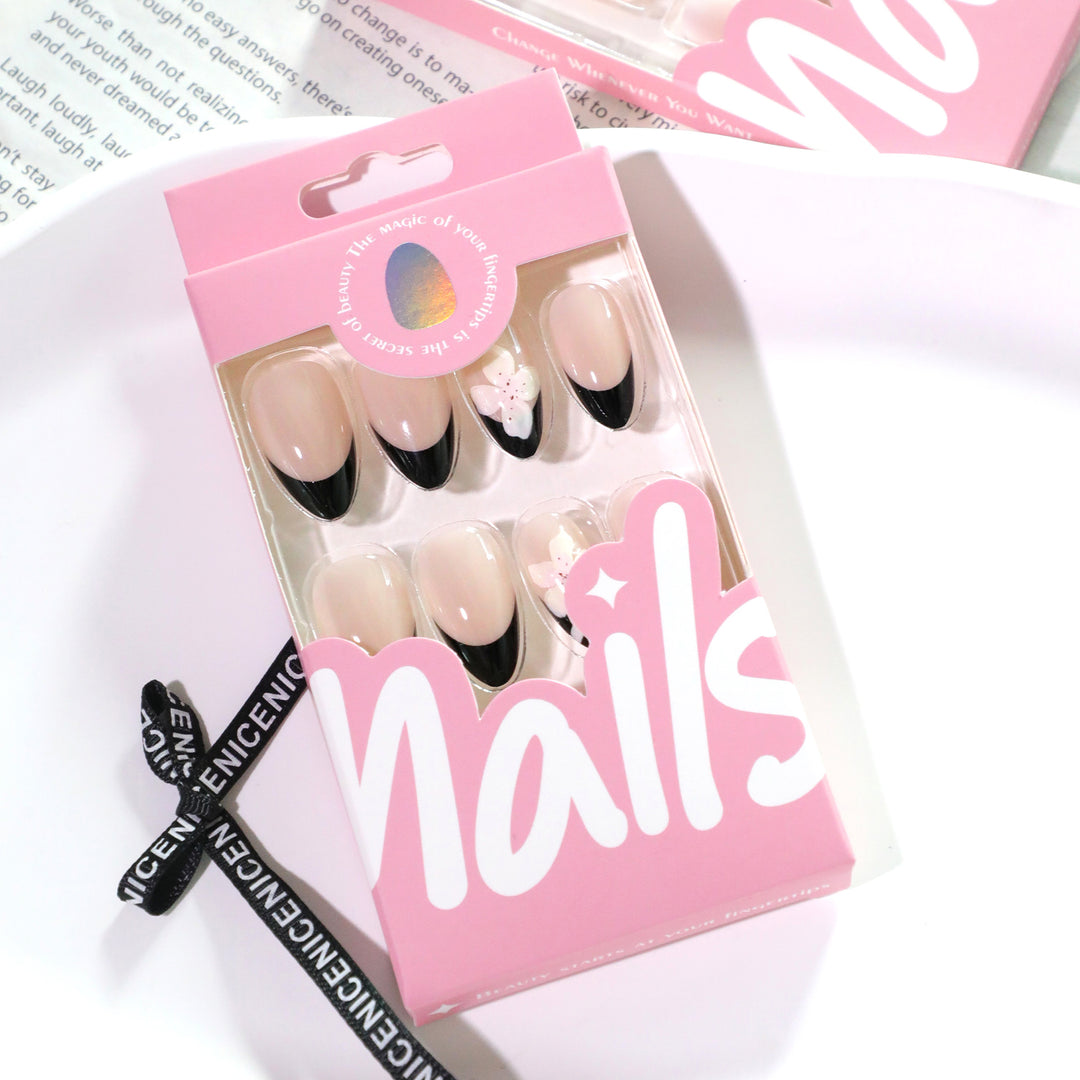 Elegant Nail Art with Flower Accents Bowlift