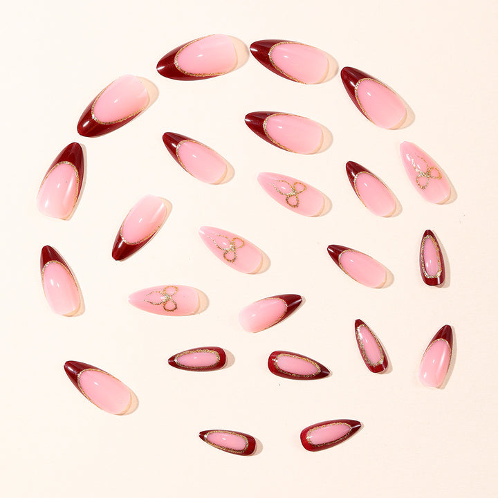 Elegant Stiletto Nail Art Extensions with Gold Accents Bowlift 1789713348