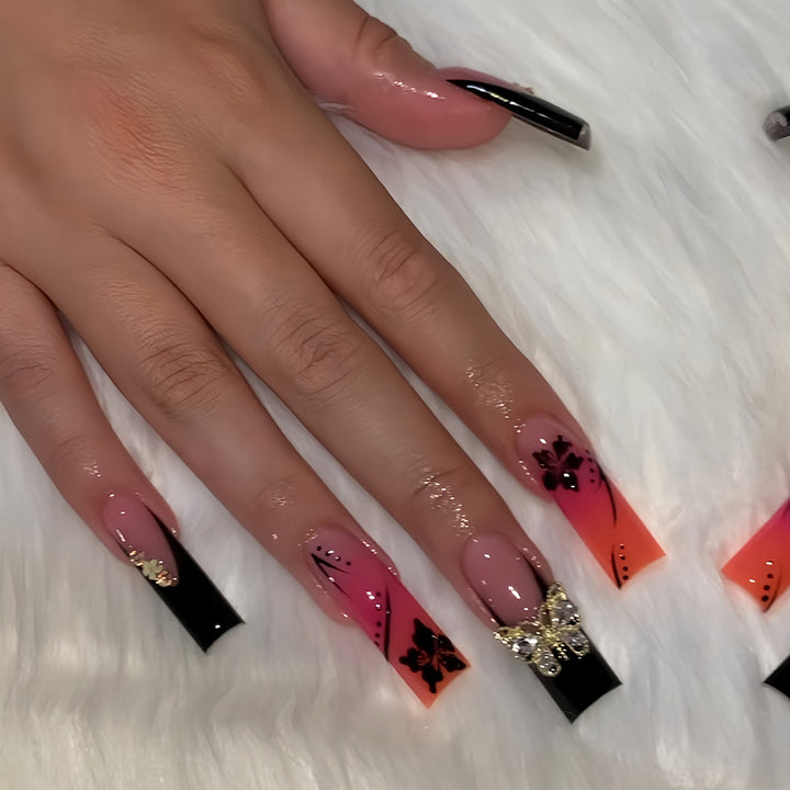 Premium 3D Floral Press-On Nail Art Bowlift