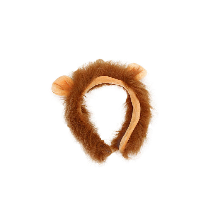 Plush Lion Mane Costume Headband with Furry Ears Bowlift