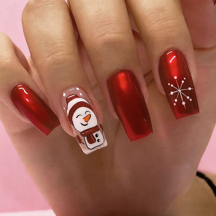 Artificial nail set with festive Christmas design and creative motifs Bowlift