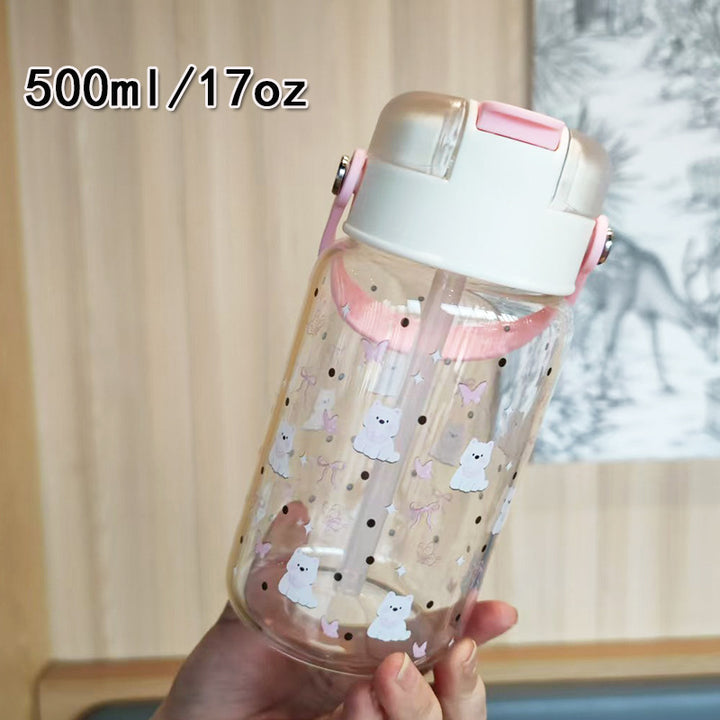 Ladies creative water bottle with integrated silicone carrying loop Bowlift