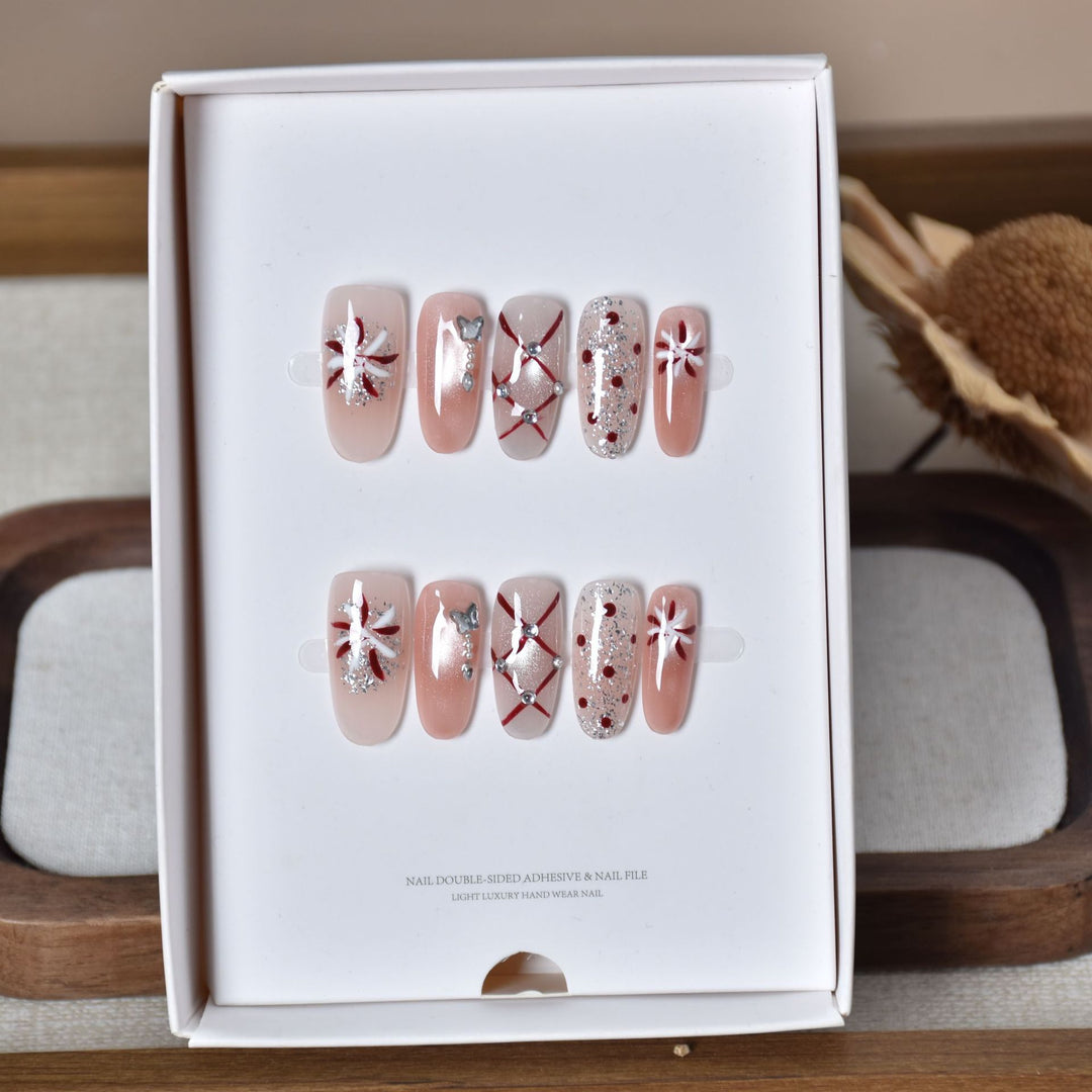 Festive Decorative Press-On Nail Art Bowlift