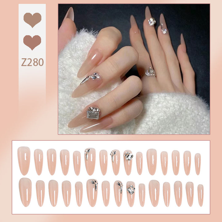 Glamorous and Elegant Artificial Nails with Crystal Accents Bowlift