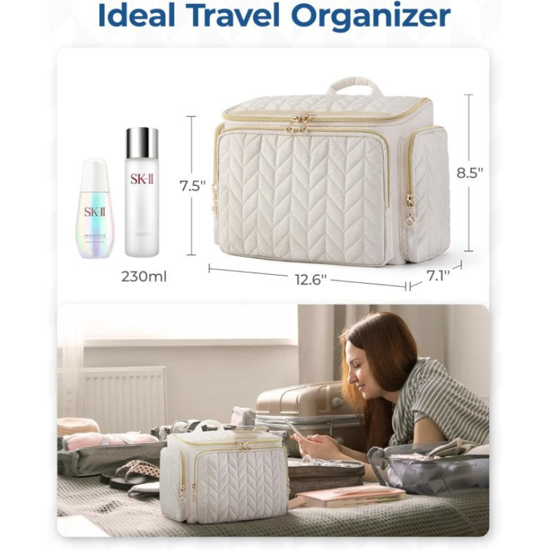 Cosmetic Organizer Bag with Structured Quilting Bowlift