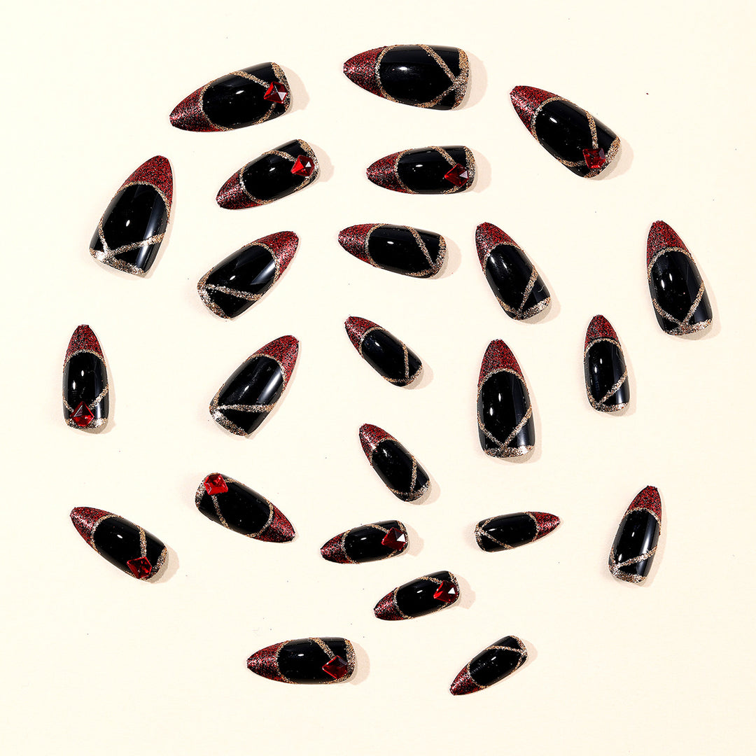 Stiletto Nail Art Extensions with Gem Accents Bowlift
