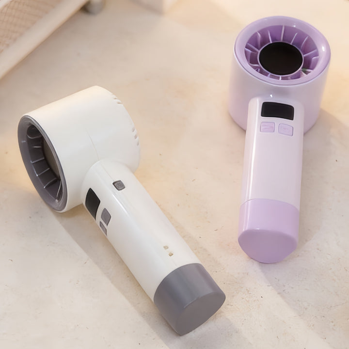 Women's Portable Hand Fan with Digital Temperature Display Bowlift