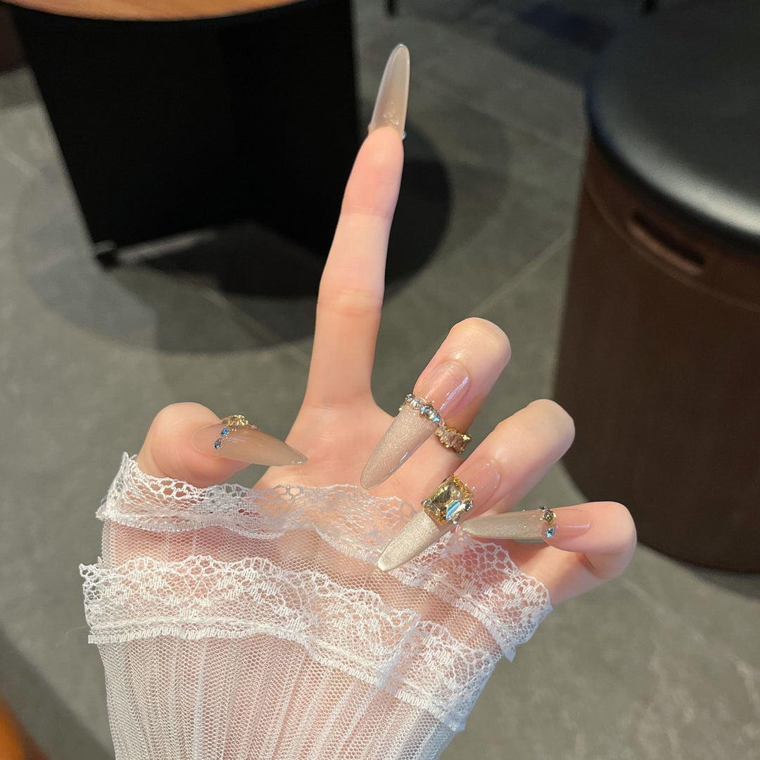 Luxury Rhinestone-Accent Press-On Nail Extensions Bowlift
