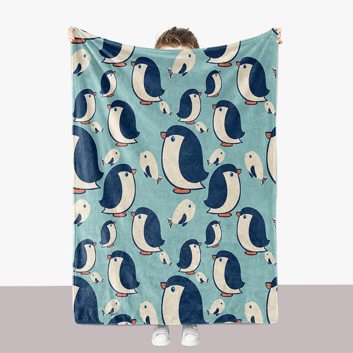 Penguin-Themed Plush Throw Blanket