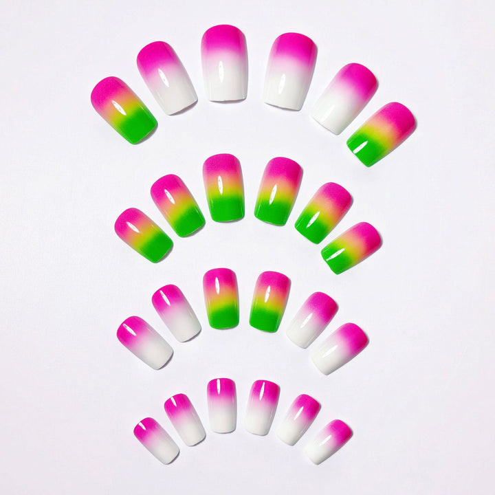 Creative Gel Nails with Neon Gradient Bowlift